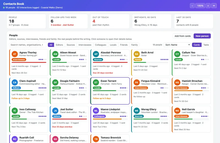 The Contacts Book Live Page