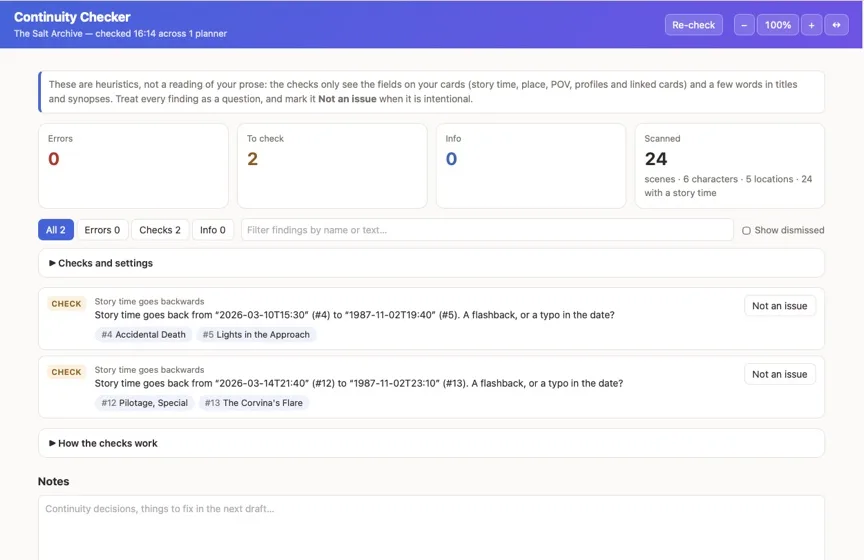 The Continuity Checker Live Page