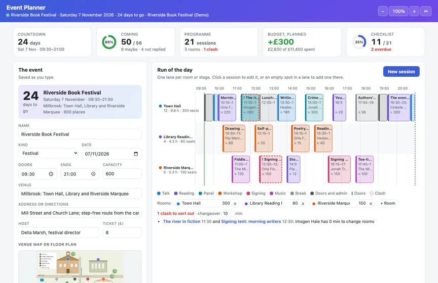 The Event Planner Live Page