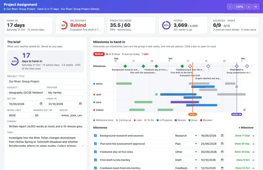 The Project Assignment Live Page