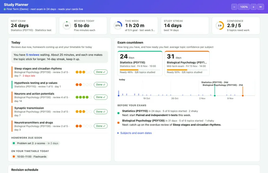 The Study Planner Live Page
