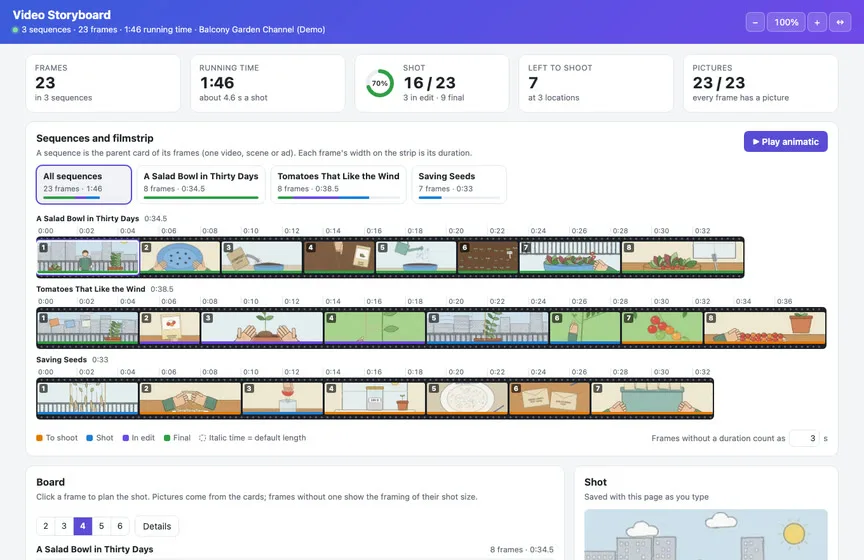 The Video Storyboard Live Page