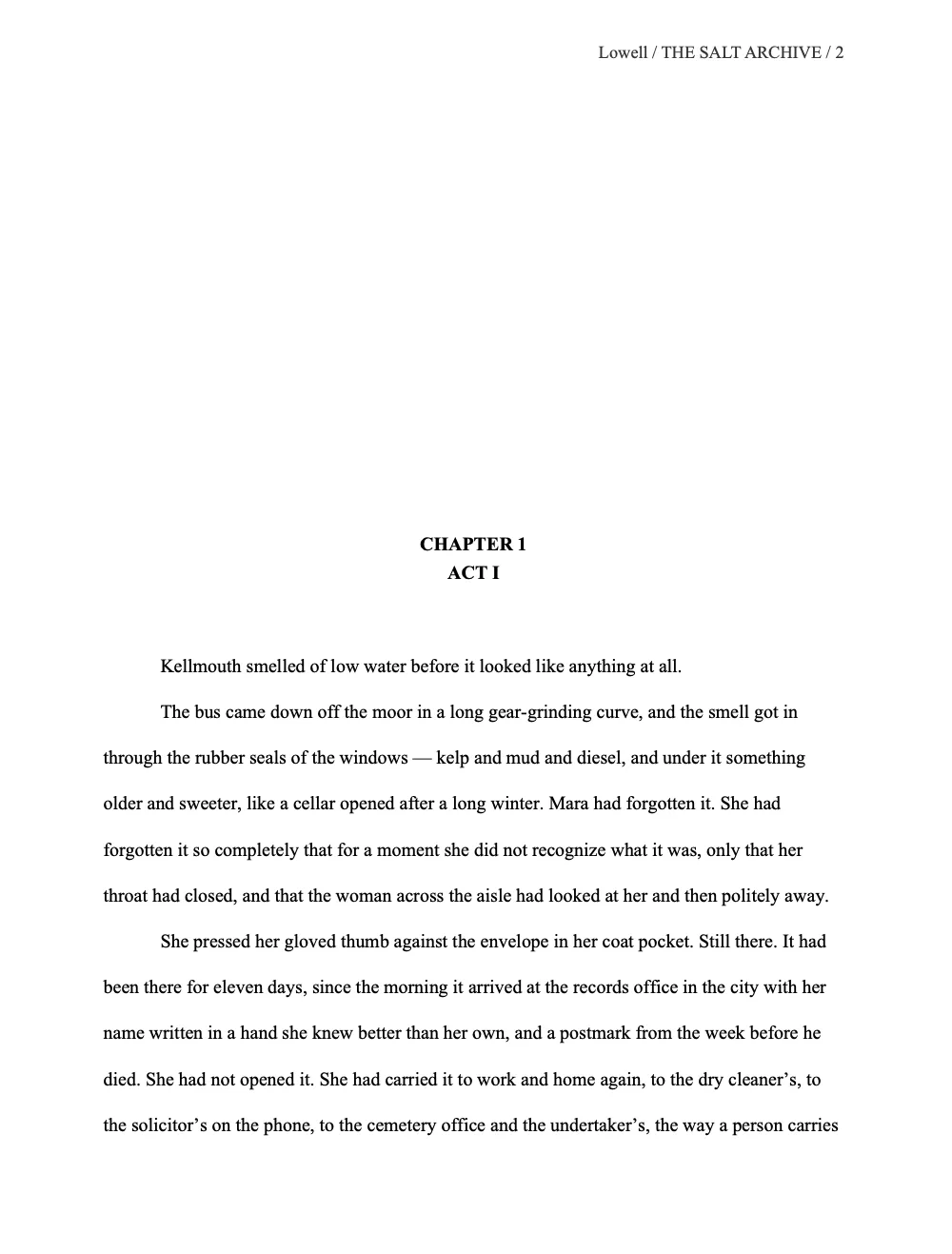 Manuscript style: a page of The Salt Archive in Compile Studio